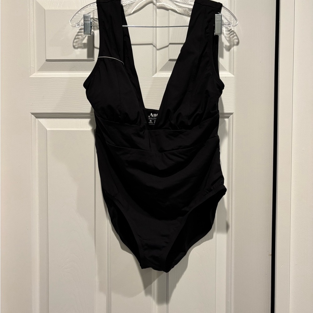 Andie Black One Piece Swimsuit with Plunging V-Neckline